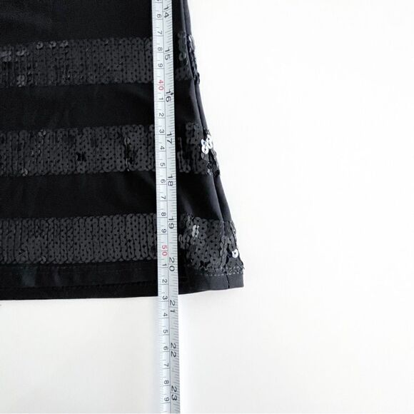 Frank Lyman Sequin Top Black Stretchy Stripes Short-Sleeved Women's 8 - Picture 7 of 8